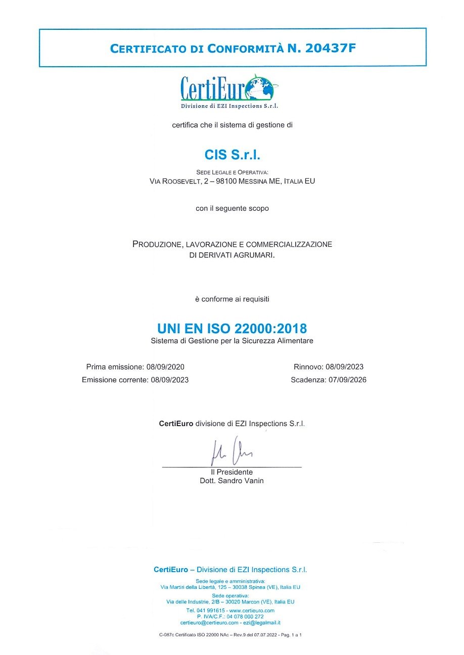 ISO 22000 certificate